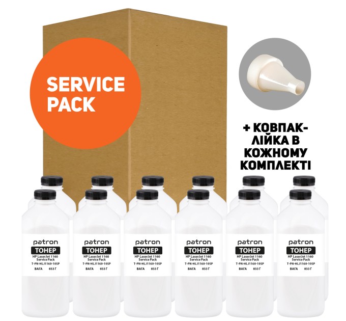 Тонер HP LJ 1160 Service Pack, флакон 12x833 г Patron (PN-HLJ1160-10SP)