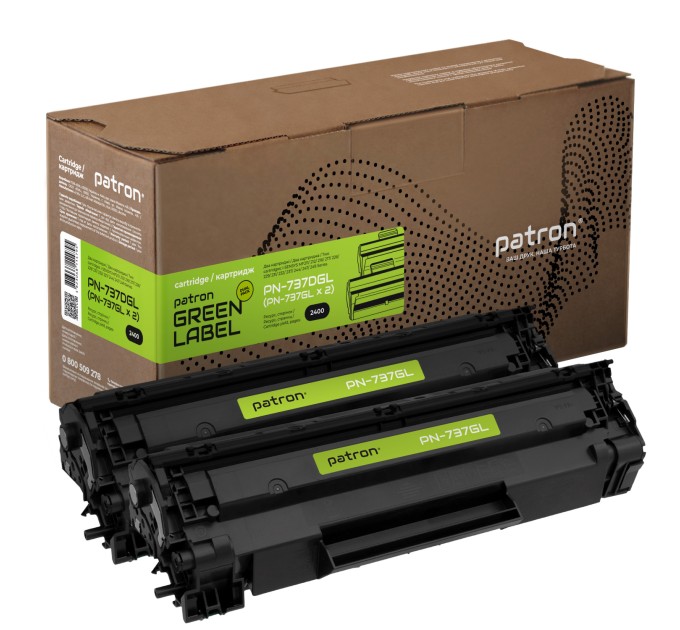 Картридж сумісний Canon 737 подвійна упаковка Green Label Patron (PN-737DGL)