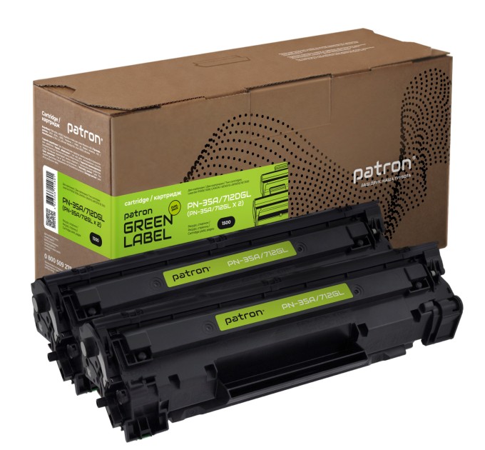 Картридж сумісний HP 35A (CB435A)/Canon 712 подвійна упаковка Green Label Patron (PN-35A/712DGL)