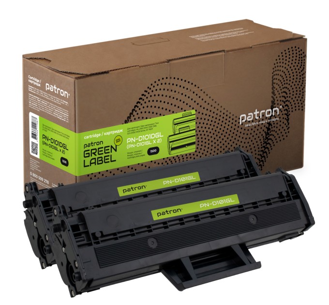 Картридж сумісний Samsung MLT-D101S (ML-2160) подвійна упаковка Green Label Patron (PN-D101DGL)