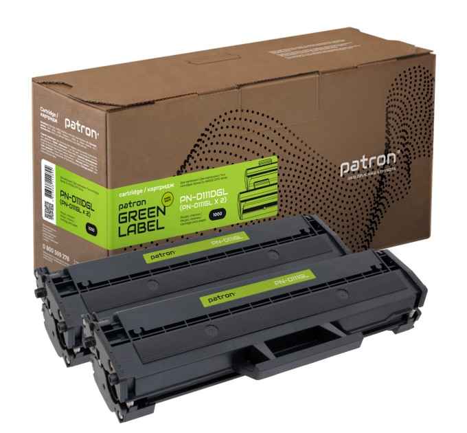 Картридж сумісний Samsung MLT-D111S (SL-M2020) подвійна упаковка Green Label Patron (PN-D111DGL)