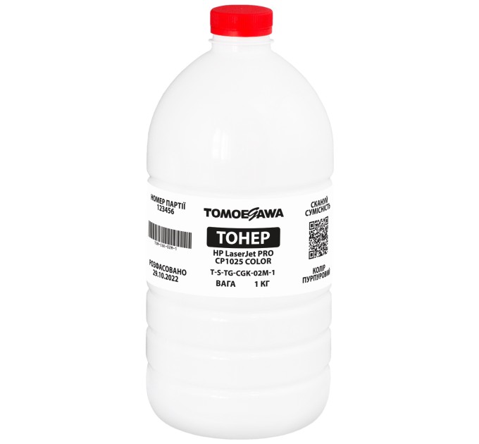 Тонер HP LaserJet Pro CP1025 color флакон, 1 кг, пурпуровий, хімічний Tomoegawa (TSM-CGK-02M-1)