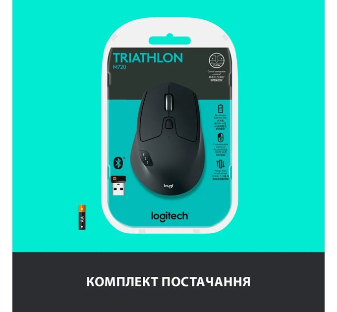 Миша бездротова M720 Triathlon, чорна Logitech (910-004791)