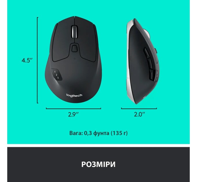 Миша бездротова M720 Triathlon, чорна Logitech (910-004791)