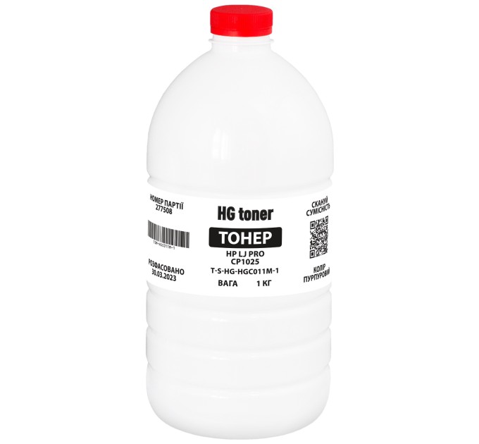 Тонер HP LJ Pro CP1025 флакон, 1 кг, пурпуровий HG toner (TSM-HGC011M-1)