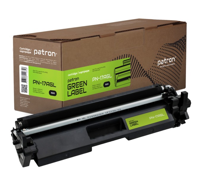 Тонер-картридж сумісний HP 17A (CF217A) Green Label Patron (PN-17AGL)