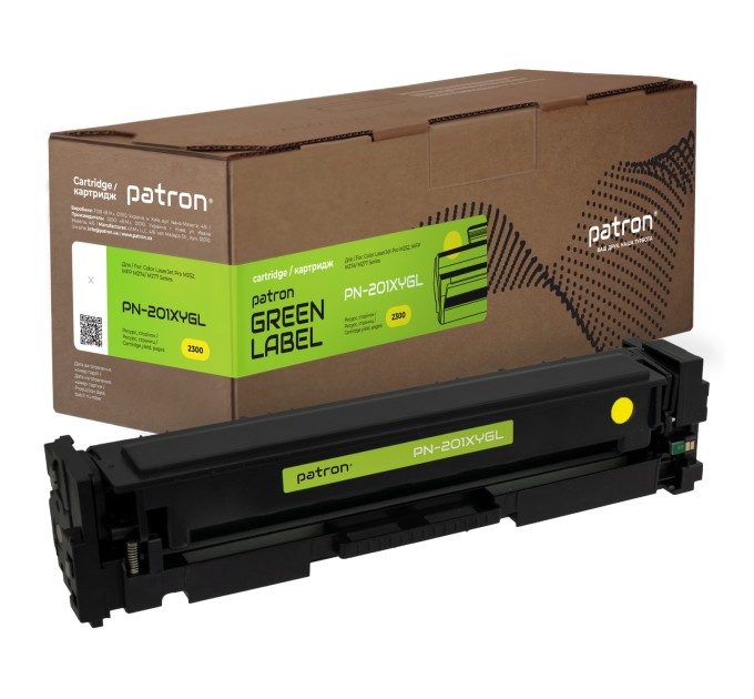Картридж сумісний HP 201X (CF402X) жовтий Green Label Patron (PN-201XYGL)
