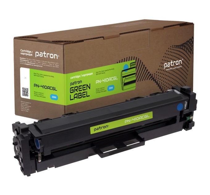 Картридж сумісний HP 410A (CF411A) блакитний Green Label Patron (PN-410ACGL)