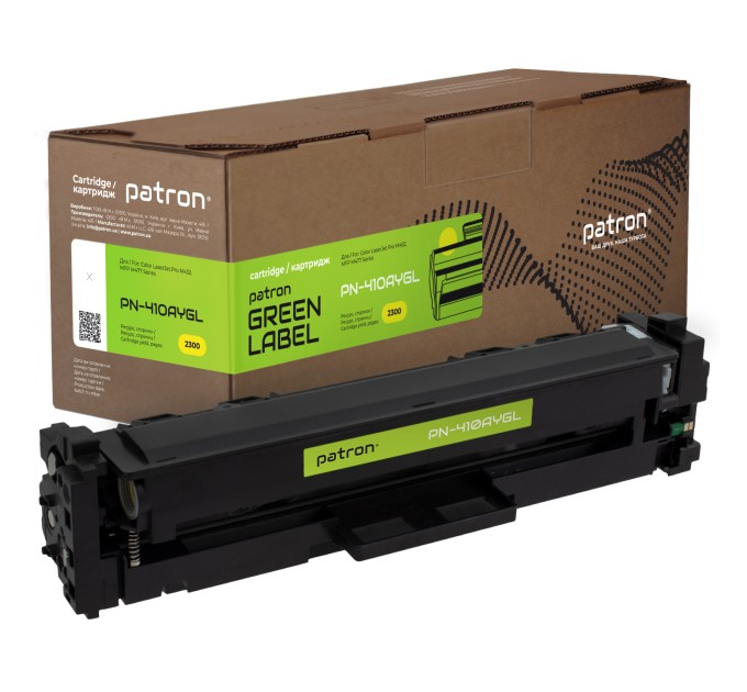 Картридж сумісний HP 410A (CF412A) жовтий Green Label Patron (PN-410AYGL)