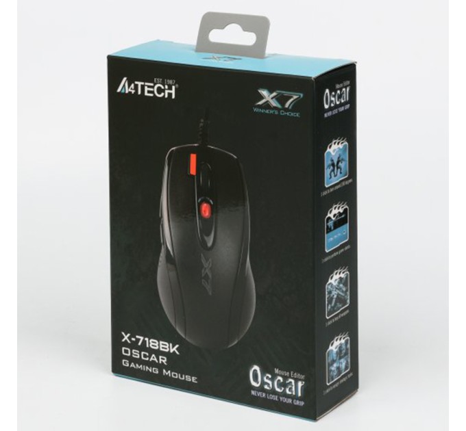 Миша USB ігрова Oscar чорна A4Tech (X-718BK USB (Black)