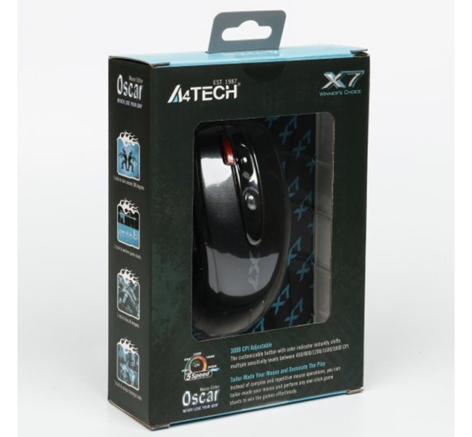 Миша USB ігрова Oscar чорна A4Tech (X-718BK USB (Black)