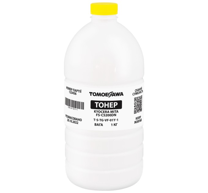 Тонер Kyocera Mita FS-C5200DN флакон, 1 кг, жовтий Tomoegawa (TSM-VF-01Y-1)