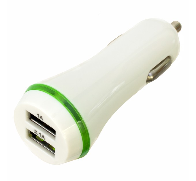 Пристрій зарядний автомобільний 2xUSB 2.0 2A/1A, білий Patron (PN-2USB-CAR-WH)