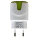 Пристрій зарядний мережевий 2xUSB 2.0 2A/1A, біло-зелений Patron (PN-2USB-220V-G)