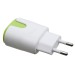 Пристрій зарядний мережевий 2xUSB 2.0 2A/1A, біло-зелений Patron (PN-2USB-220V-G)