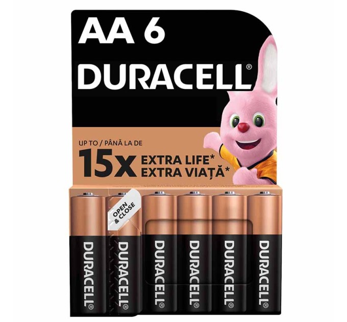 Батарейка LR06-АA лужна, MN1500, блістер, 6 шт. Duracell (5016888/5007757/5014443)