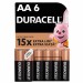Батарейка LR06-АA лужна, MN1500, блістер, 6 шт. Duracell (5016888/5007757/5014443)