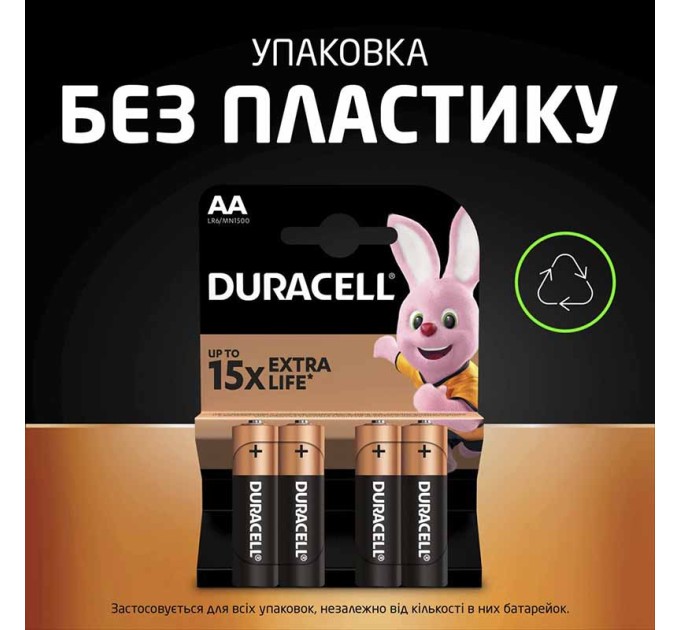 Батарейка LR06-АA лужна, MN1500, блістер, 6 шт. Duracell (5016888/5007757/5014443)