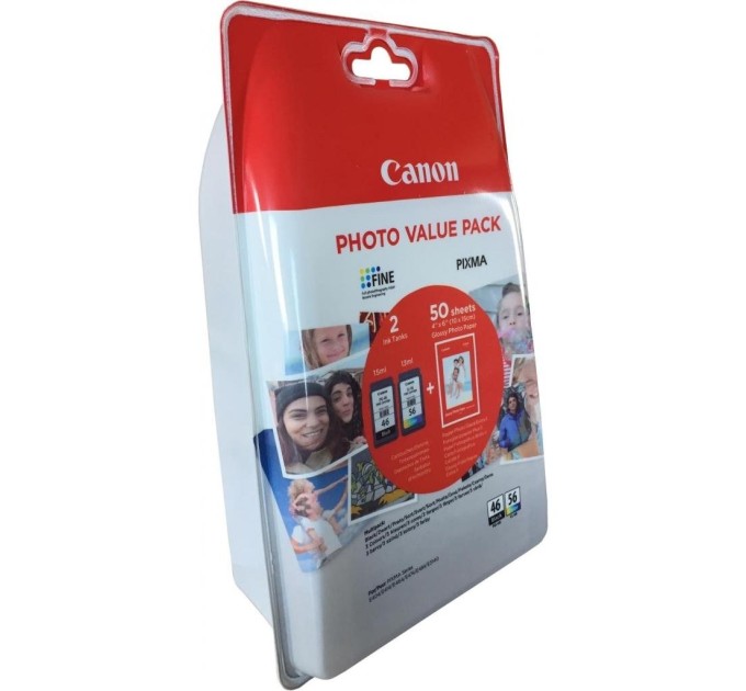 Комплект картридж PG-46 чорний + CL-56 кольоровий + папір 50 арк Canon (9059B003/9059B006)