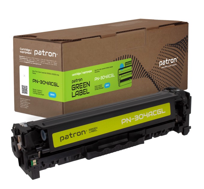 Картридж сумісний HP 304A (CC531A) Green Label, блакитний Patron (PN-304ACGL)