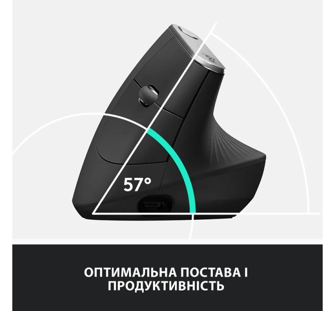 Миша бездротова MX Vertical Advanced Ergonomic, графітова Logitech (910-005448)