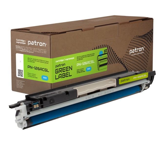Тонер-картридж сумісний HP 126A (CE311A) Green Label, блакитний Patron (PN-126ACGL)