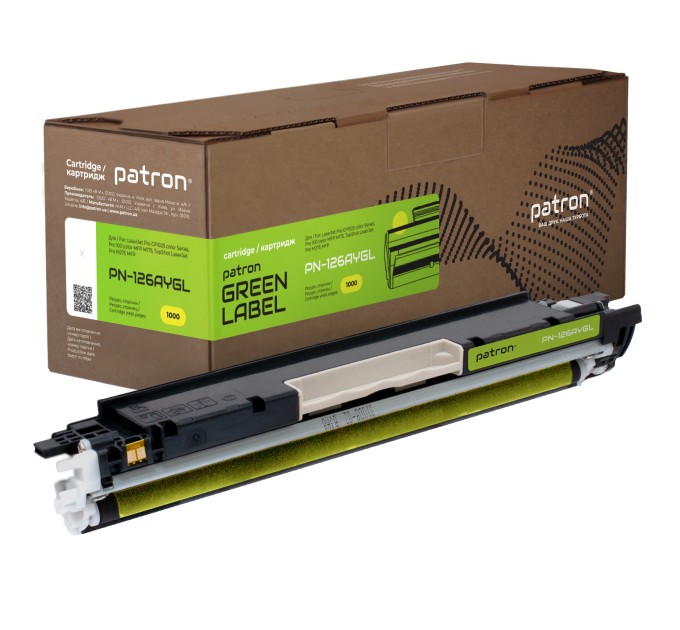 Тонер-картридж сумісний HP 126A (CE312A) Green Label, жовтий Patron (PN-126AYGL)