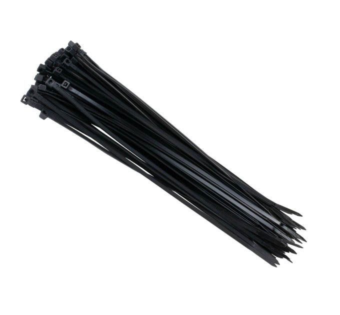 Стяжка кабелю 3,6х300мм, 100 шт, чорна Patron (PLA-3.6-300-BL)