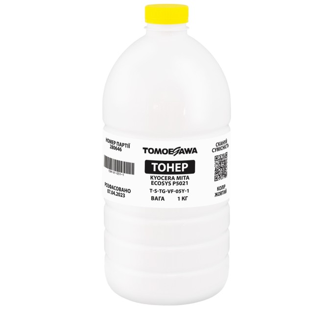 Тонер Kyocera Mita Ecosys P5021 флакон, 1 кг, жовтий Tomoegawa (TSM-VF-05Y-1)