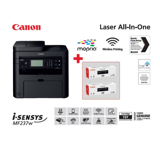 БФП i-SENSYS MF237W+2картриджа Canon 737 A4, Wi-Fi Canon (1418C162/1418C170)
