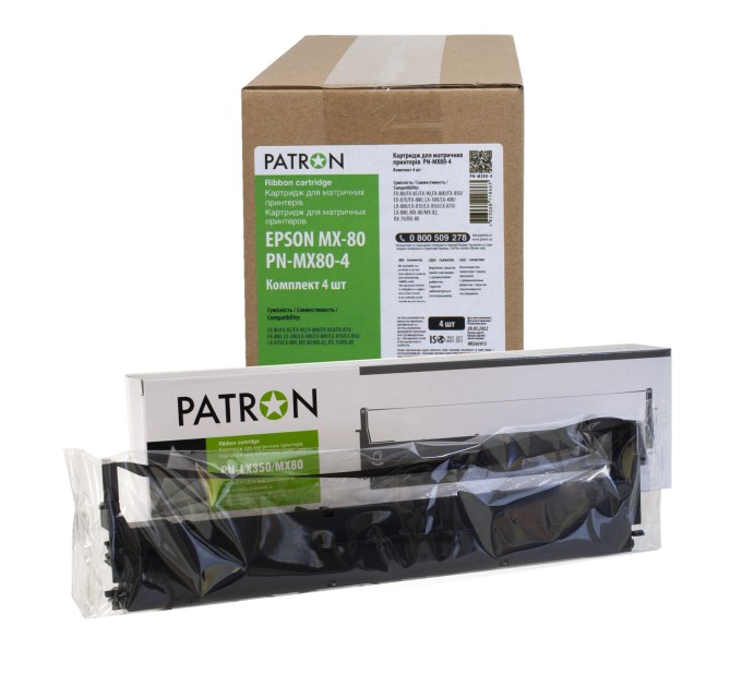 Картридж сумісний Epson MX-80 чорний (комплект 4 шт) Patron (PN-MX80-4)