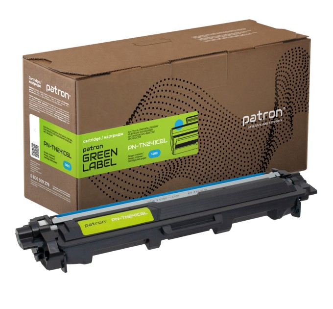 Тонер-картридж сумісний Brother TN-241C, блакитний Green Label Patron (PN-TN241CGL)