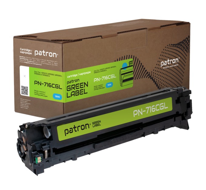 Картридж сумісний Canon 716 Green Label, блакитний Patron (PN-716CGL)