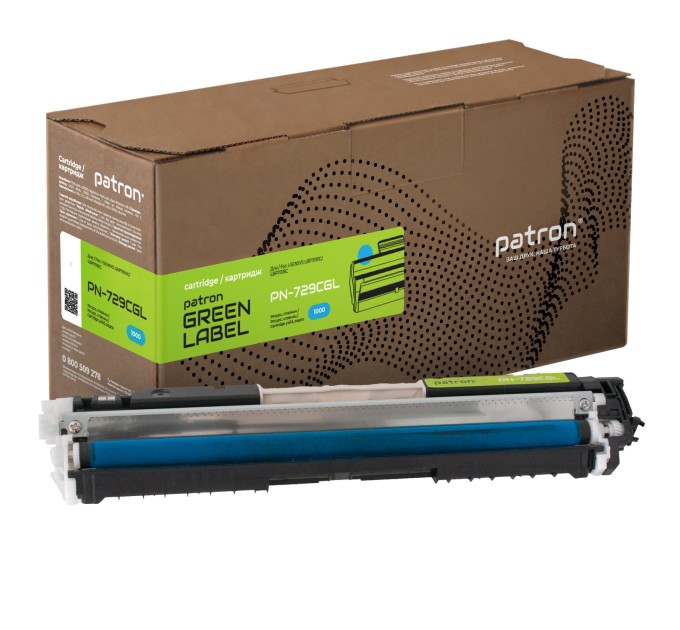 Тонер-картридж сумісний Canon 729 блакитний Green Label Patron (PN-729CGL)