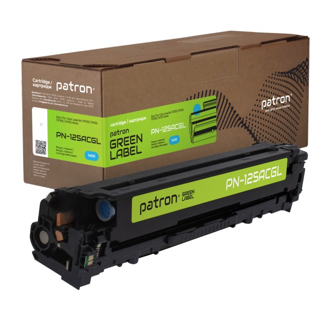 Картридж сумісний HP 125A (CB541A) Green Label, блакитний Patron (PN-125ACGL)