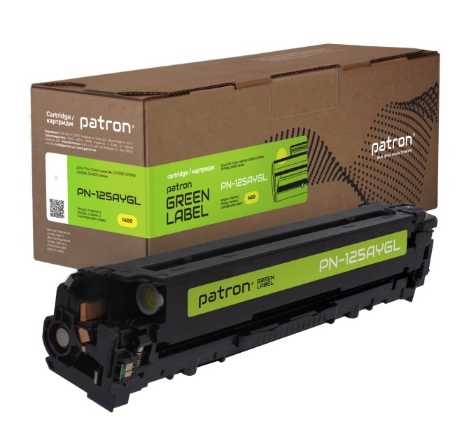 Картридж сумісний HP 125A (CB542A) Green Label, жовтий Patron (PN-125AYGL)