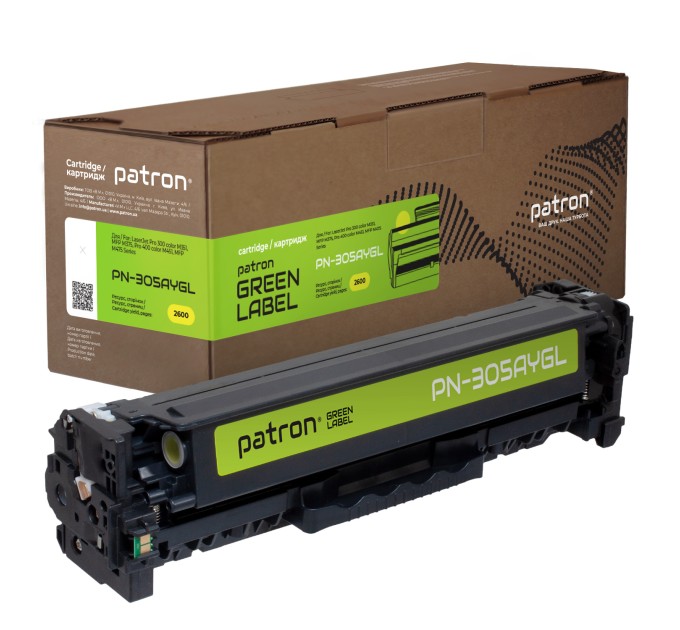 Картридж сумісний HP 305A (CE412A) жовтий Green Label Patron (PN-305AYGL)