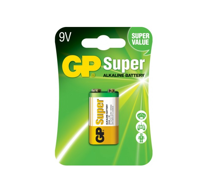 Батарейка Крона Super Alkaline 6LF22 9V, лужна GP (1604A-5UE1)