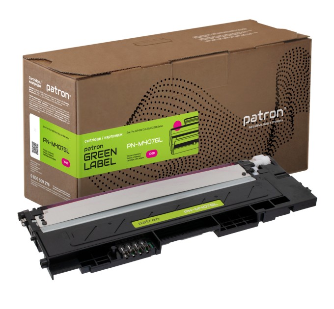 Тонер-картридж сумісний Samsung CLT-M407S пурпуровий Green Label Patron (PN-M407GL)