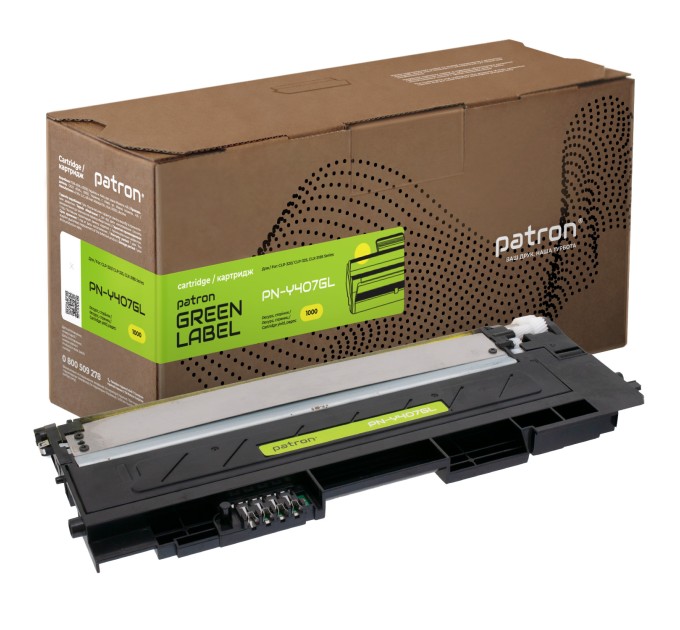 Тонер-картридж сумісний Samsung CLT-Y407S жовтий Green Label Patron (PN-Y407GL)