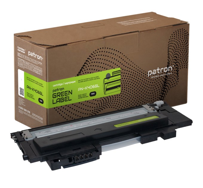 Тонер-картридж сумісний Samsung CLT-K406S Green Label, чорний Patron (PN-K406GL)
