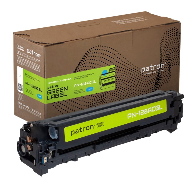 Картридж сумісний HP 128A (CE321A) Green Label, блакитний Patron (PN-128ACGL)