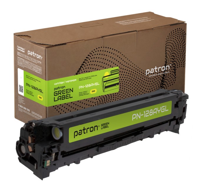 Картридж сумісний HP 128A (CE322A) Green Label, жовтий Patron (PN-128AYGL)