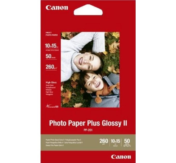 Фотопапір PP-201 Photo Paper Glossy 260 г/м2, 10x15 см, 50 арк Canon (2311B003)