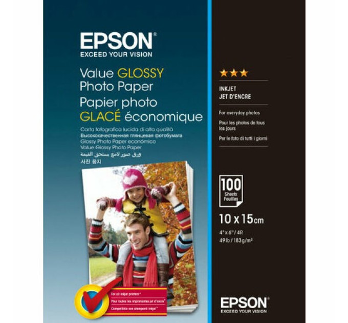 Фотопапір Value Glossy 10x15 см, 100 арк Epson (C13S400039)