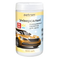 Серветки універсальні для очищення поверхонь авто пластик/скло/шкіра/гума, туба, 100 шт. Patron (F3-052)