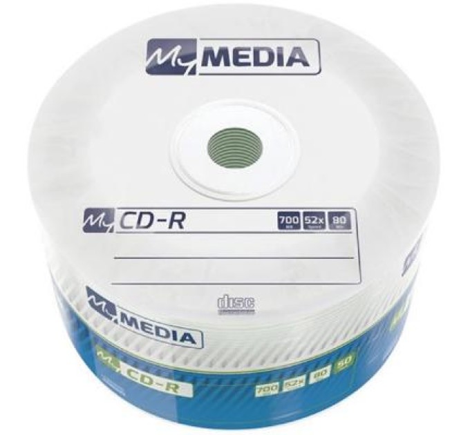 Диск CD-R, 700MB, 52X, MATT Silver, Wrap, 50 шт, без шпинделя MyMedia (69201)