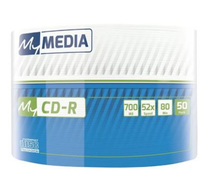 Диск CD-R, 700MB, 52X, MATT Silver, Wrap, 50 шт, без шпинделя MyMedia (69201)
