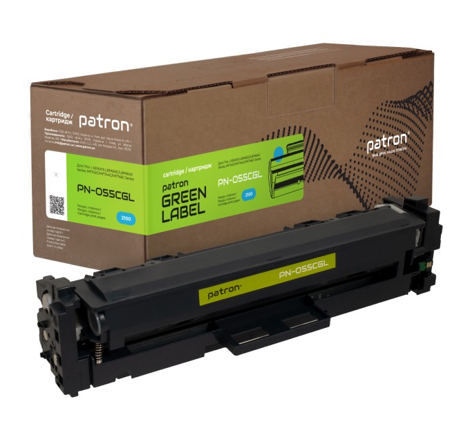 Картридж сумісний Canon 055 блакитний Green Label Patron (PN-055CGL)