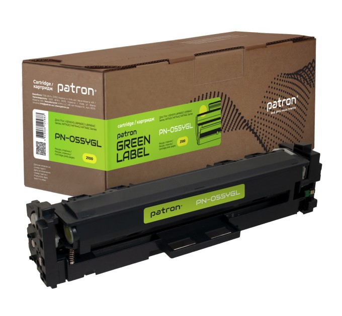 Картридж сумісний Canon 055 жовтий Green Label Patron (PN-055YGL)